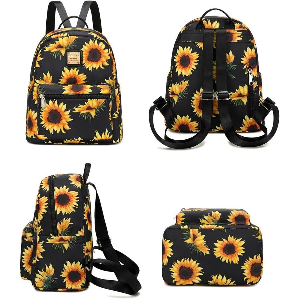 Elegant Sunflower Small Backpack Purse with Utility Pocket - Ideal for Gifting - Picture 9 of 9